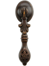 Flower Pendant Drop Pull With Oval Rosette in Oil Rubbed Bronze.